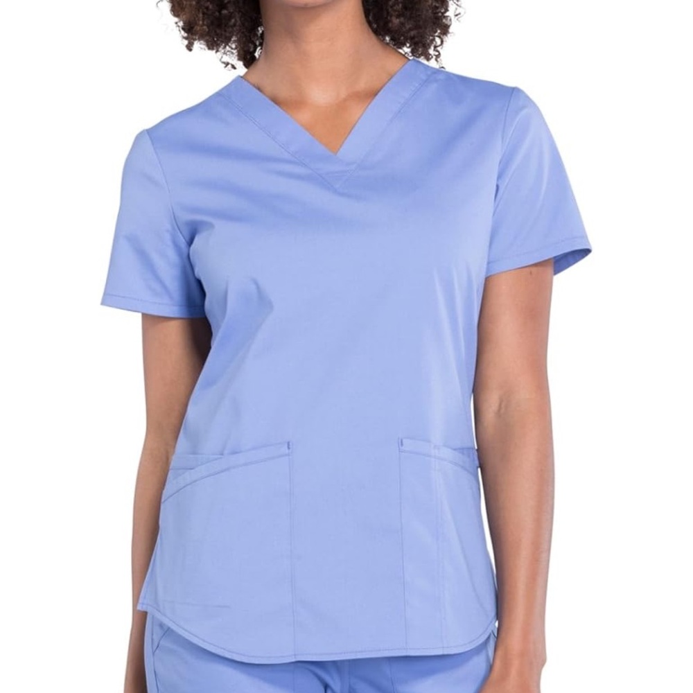 2XL Ceil Blue Cherokee Durable 2 Way Stretch Scrub Tops